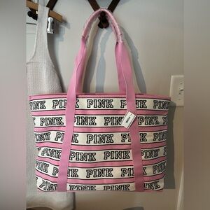 PINK Victoria's Secret Striped Logo Tote